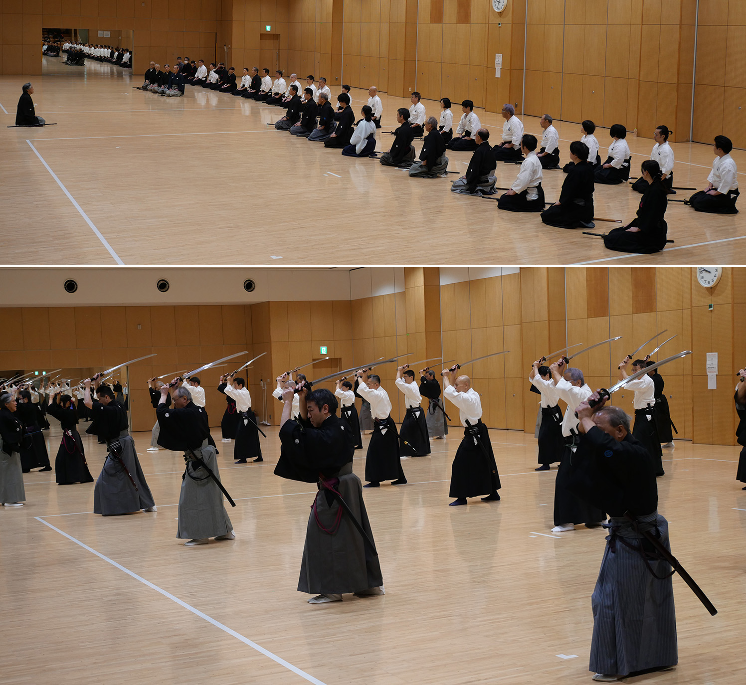 新春稽古会での居合道稽古